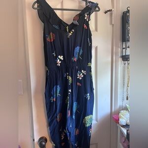 LOFT Dark Blue Jumpsuit with Colorful Floral Design